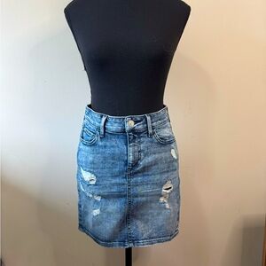 GUESS Denim Distressed Mini Skirt